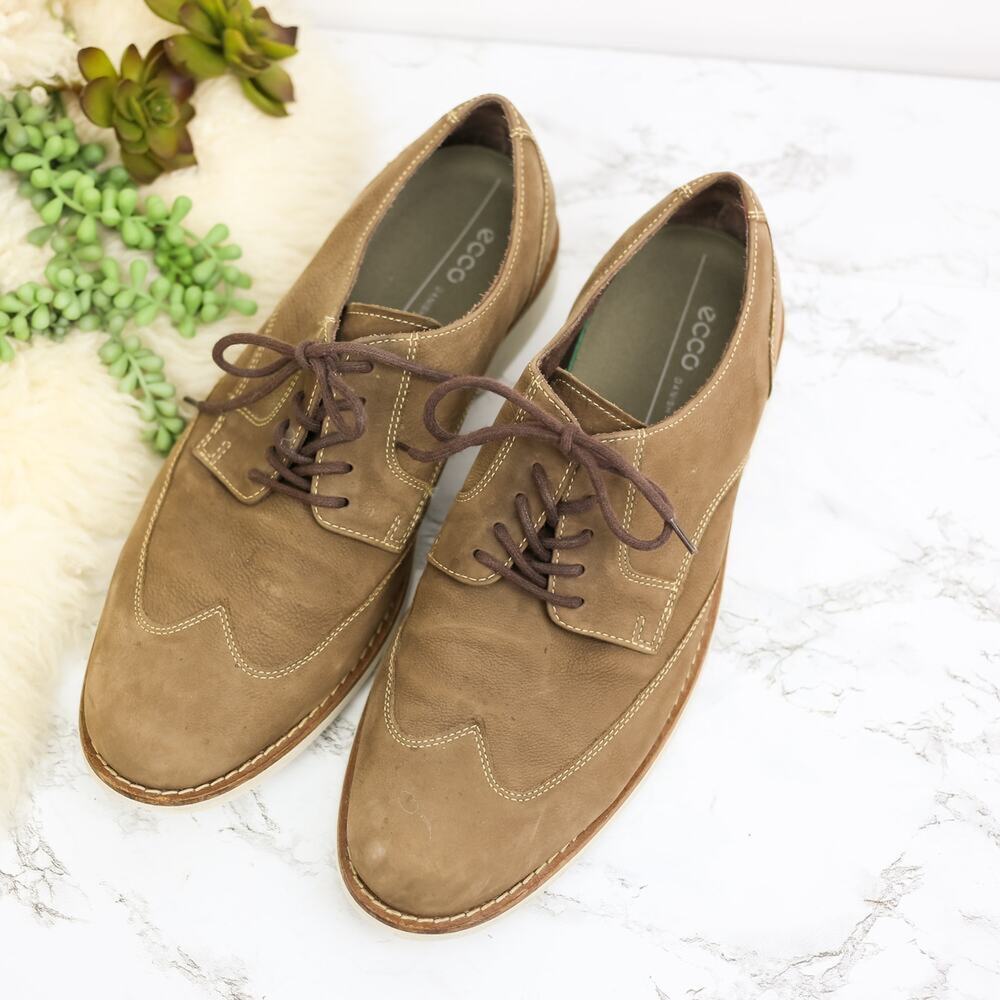 Cole Haan Tan Nubuck Leather Wingtip Oxford Dress Shoes Size 11.5 Men's